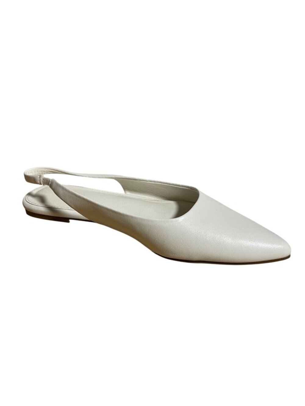 Coutgo Womens White Slingback Pointed Toe Flats Size 9.5 Casual Shoes